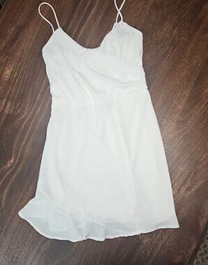 Lucy in the Sky White Wrap Ruffle Mini Dress XS